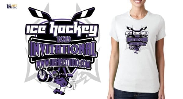 ICE HOCKEY INVITATIONAL VECTOR LOGO DESIGN FOR PRINT 2023