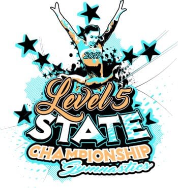 LEVEL 5 STATE CHAMPIONSHIP GYMNASTICS T customizable T-shirt vector logo design for print