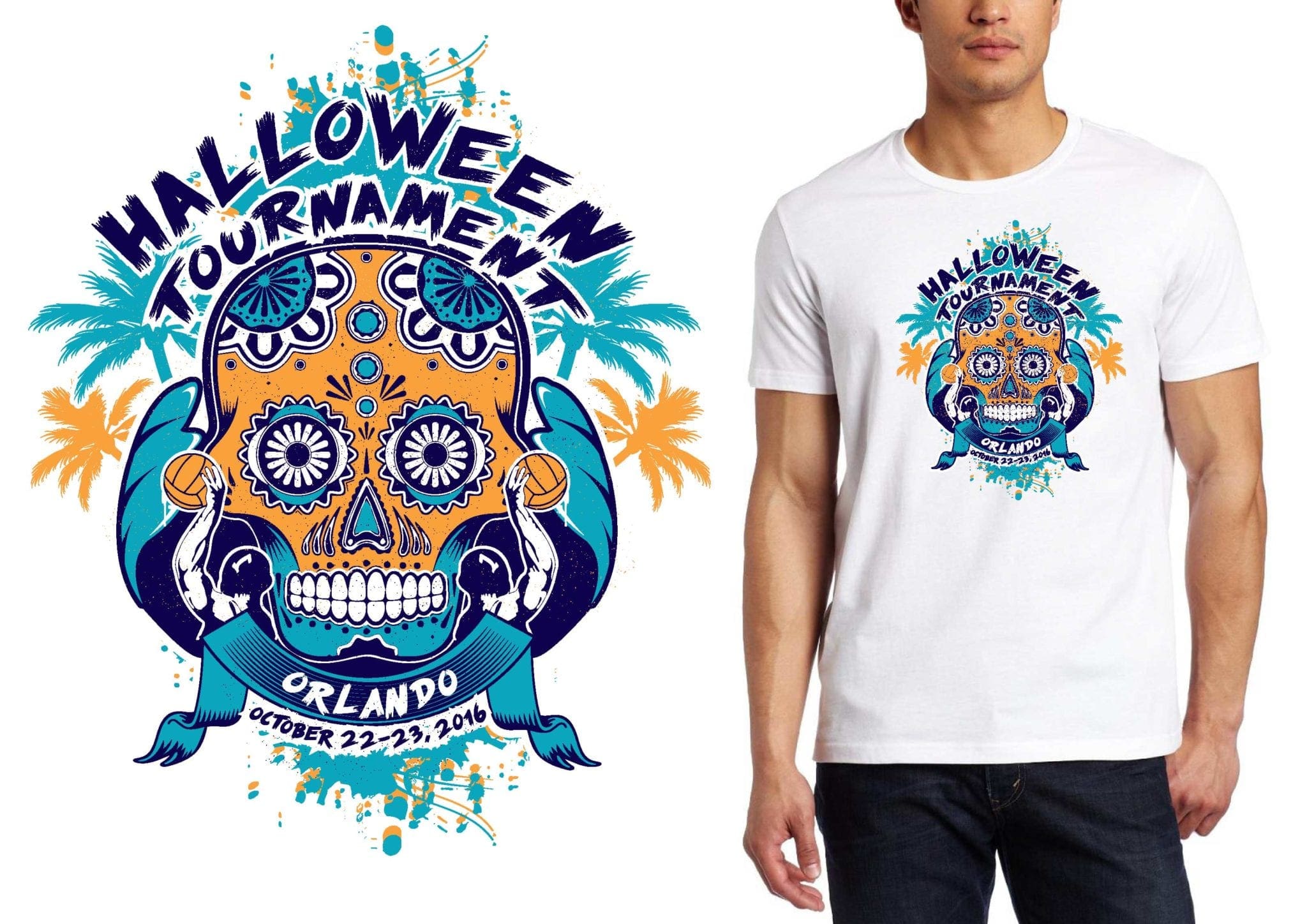 Fear the Splash: RUSH YCF Halloween Tournament Water Polo Logo Design