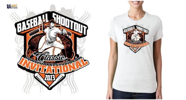 BASEBALL SHOOTOUT CLASSIC VECTOR LOGO DESIGN FOR PRINT