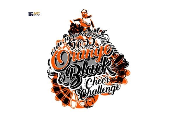 ORANGE & BLACK CHEER CHALLENGE VECTOR LOGO DESIGN FOR PRINT