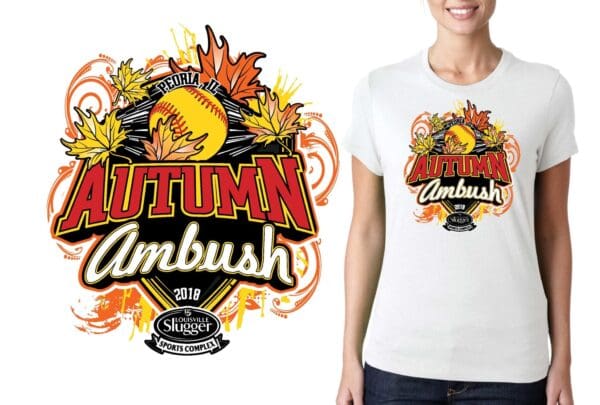 AUTUMN AMBUSH SOFTBALL VECTOR LOGO DESIGN FOR PRINT