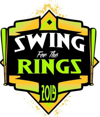 SWING FOR THE RINGS BAT BASH VECTOR LOGO DESIGN FOR PRINT