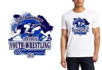 WATERTOWN YOUTH WRESTLING TOURNAMENT VECTOR LOGO DESIGN FOR PRINT