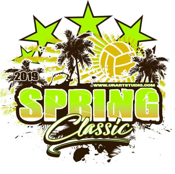 SPRING VOLLEYBALL ARTWORK VECTOR LOGO DESIGN FOR PRINT