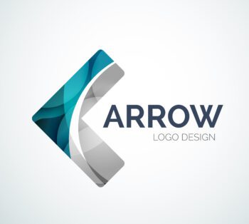 Arrow icon logo design made of color pieces