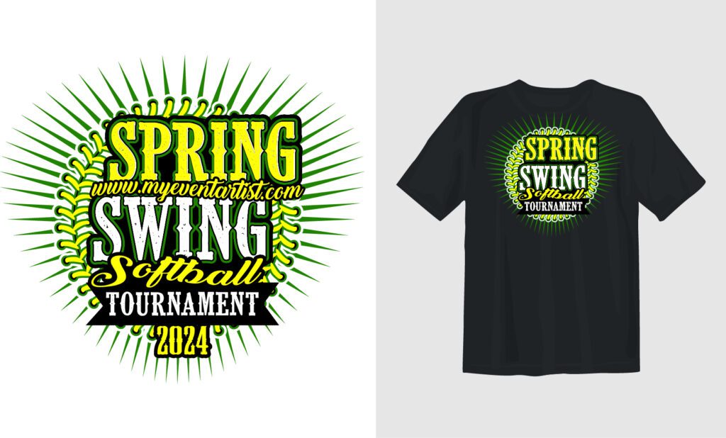 SPRING SWING SOFTBALL TOURNAMENT VECTOR LOGO DESIGN FOR PRINT