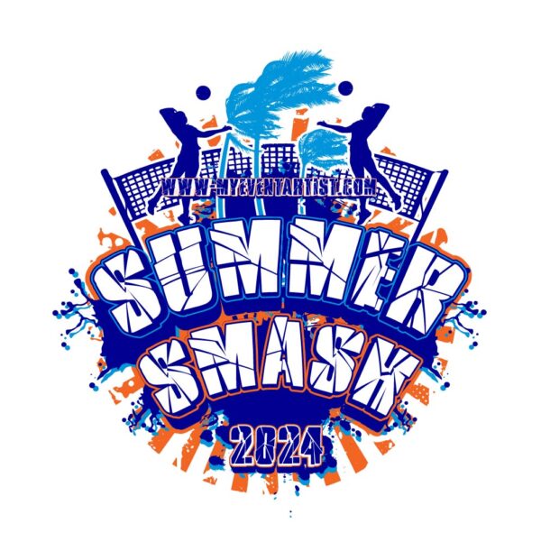 VOLLEYBALL EVENT SUMMER SMASH LOGO DESIGN FOR PRINT