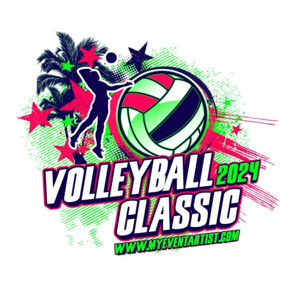 VOLLEYBALL EVENT VOLLEYBALL CLASSIC LOGO DESIGN FOR PRINT