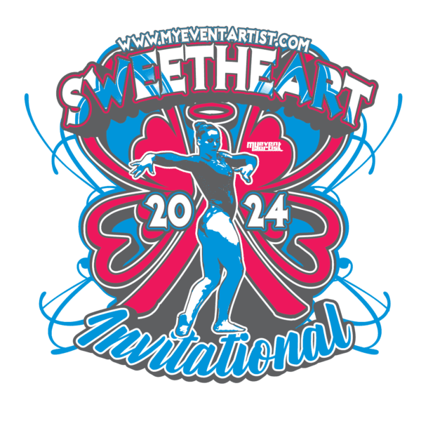 gymnastic event sweetheart invitational logo design for print-01