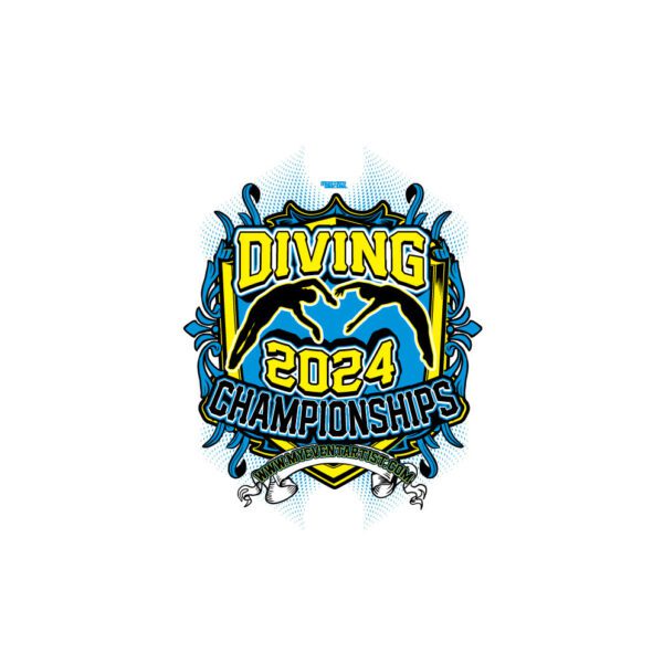 DIVING YELLOW BLUE CHAMPIONSHIP EVENT PRINT READY VECTOR DESIGN