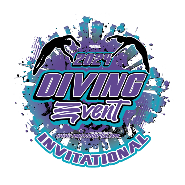 DIVING PURPLE GREEN INVITATIONAL EVENT PRINT READY VECTOR DESIGN