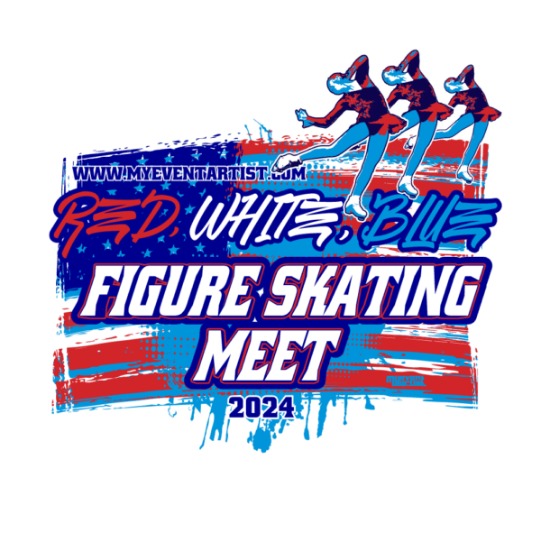 FIGURE SKATING EVENT RED WHITE BLUE MEET PRINT READY VECTOR DESIGN