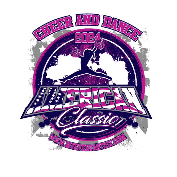 CHEER AND DANCE MAGENTA AND BLUE AMERICAN CLASSIC EVENT PRINT READY VECTOR DESIGN