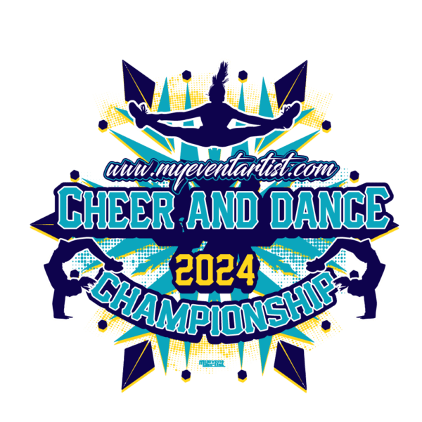 CHEER AND DANCE BLUE AND GREEN CHAMPIONSHIP EVENT PRINT READY VECTOR DESIGN