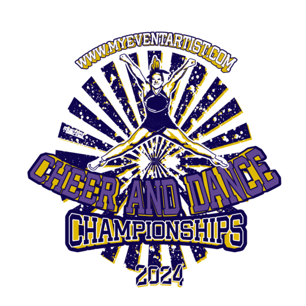 CHEER AND DANCE GOLD AND PURPLE CHAMPIONSHIPS EVENT PRINT READY VECTOR DESIGN