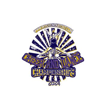 CHEER AND DANCE GOLD AND PURPLE CHAMPIONSHIPS EVENT PRINT READY VECTOR DESIGN
