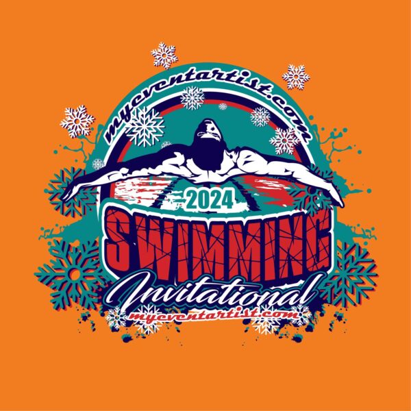 CUSTOMIZABLE SWIMMING INVITATIONAL VECTOR LOGO DESIGN FOR PRINT