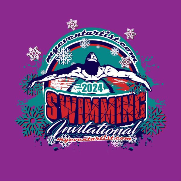 CUSTOMIZABLE SWIMMING INVITATIONAL VECTOR LOGO DESIGN FOR PRINT