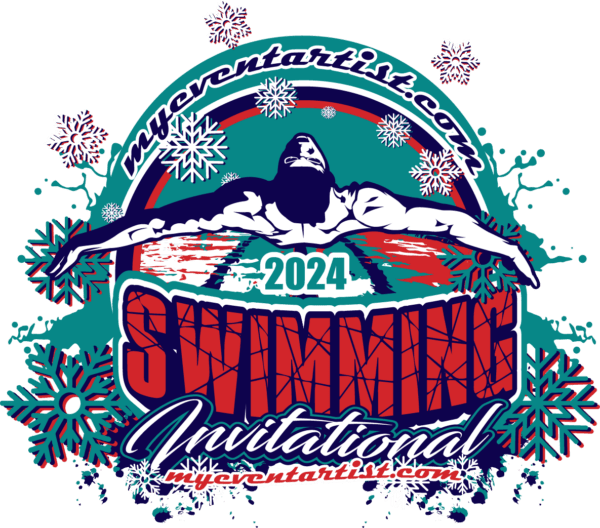 CUSTOMIZABLE SWIMMING INVITATIONAL VECTOR LOGO DESIGN FOR PRINT