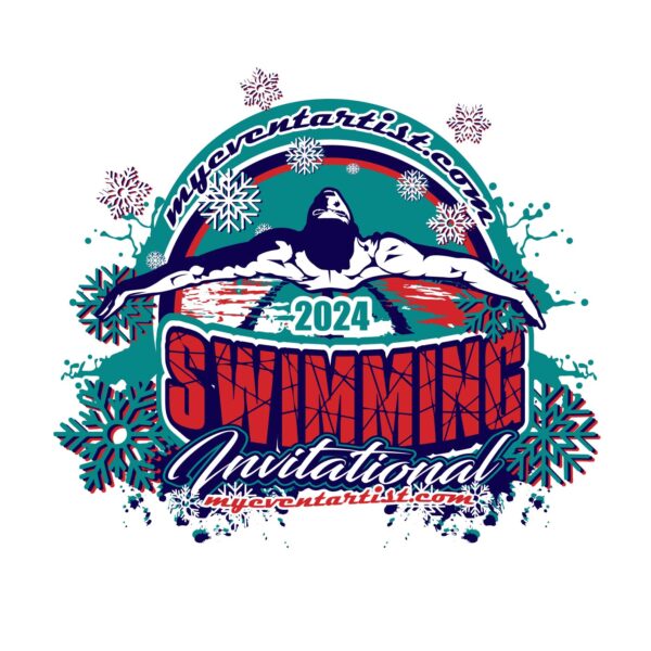 CUSTOMIZABLE SWIMMING INVITATIONAL VECTOR LOGO DESIGN FOR PRINT