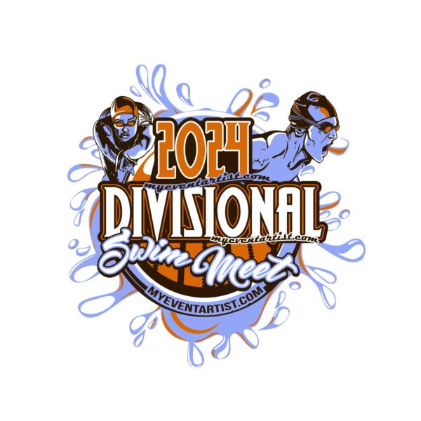 DIVISIONAL SWIM MEET ADJUSTABLE VECTOR LOGO DESIGN FOR PRINT