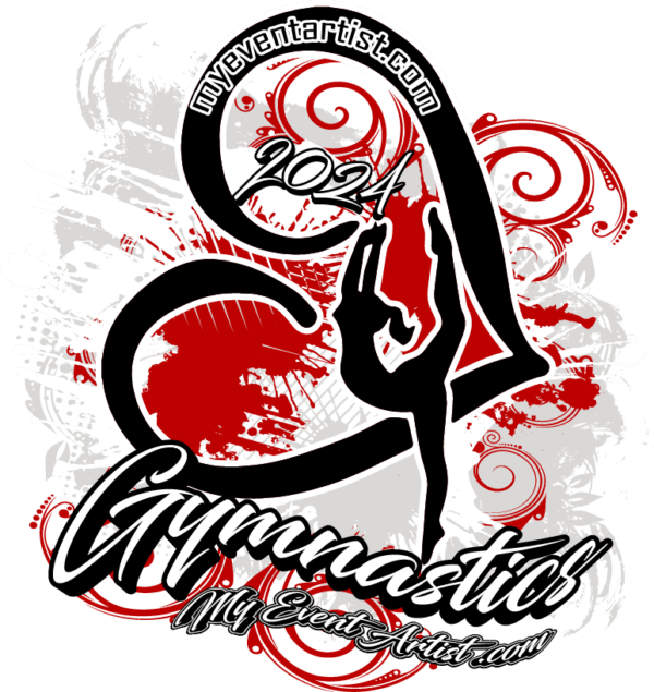 GYMNASTICS HEART RED GREY VECTOR LOGO DESIGN READY FOR PRINT copy