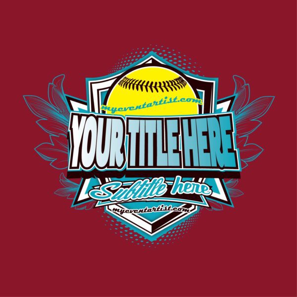 SOFTBALL VECTOR DESIGN, ADJUSTABLE LIVE FONT, FOR PRINT