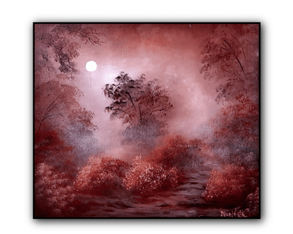 autumn path in fog acrylic landscape painting by urartstudio.com 1