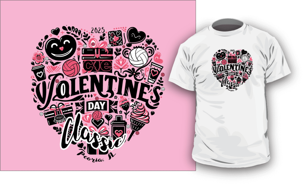 Valentine’s Day Classic 2025 Volleyball Logo Design