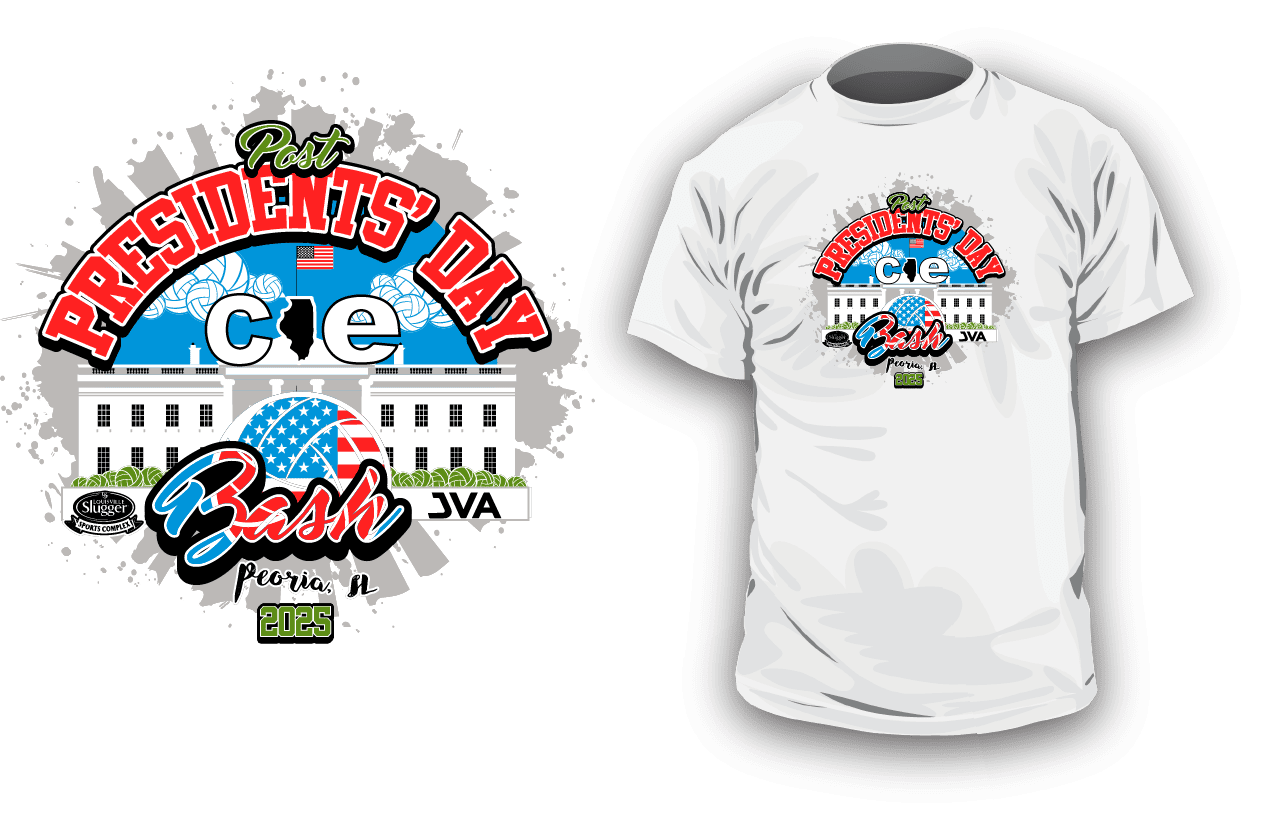 Post Presidents’ Day Bash Volleyball Vector Logo Design for T-Shirt