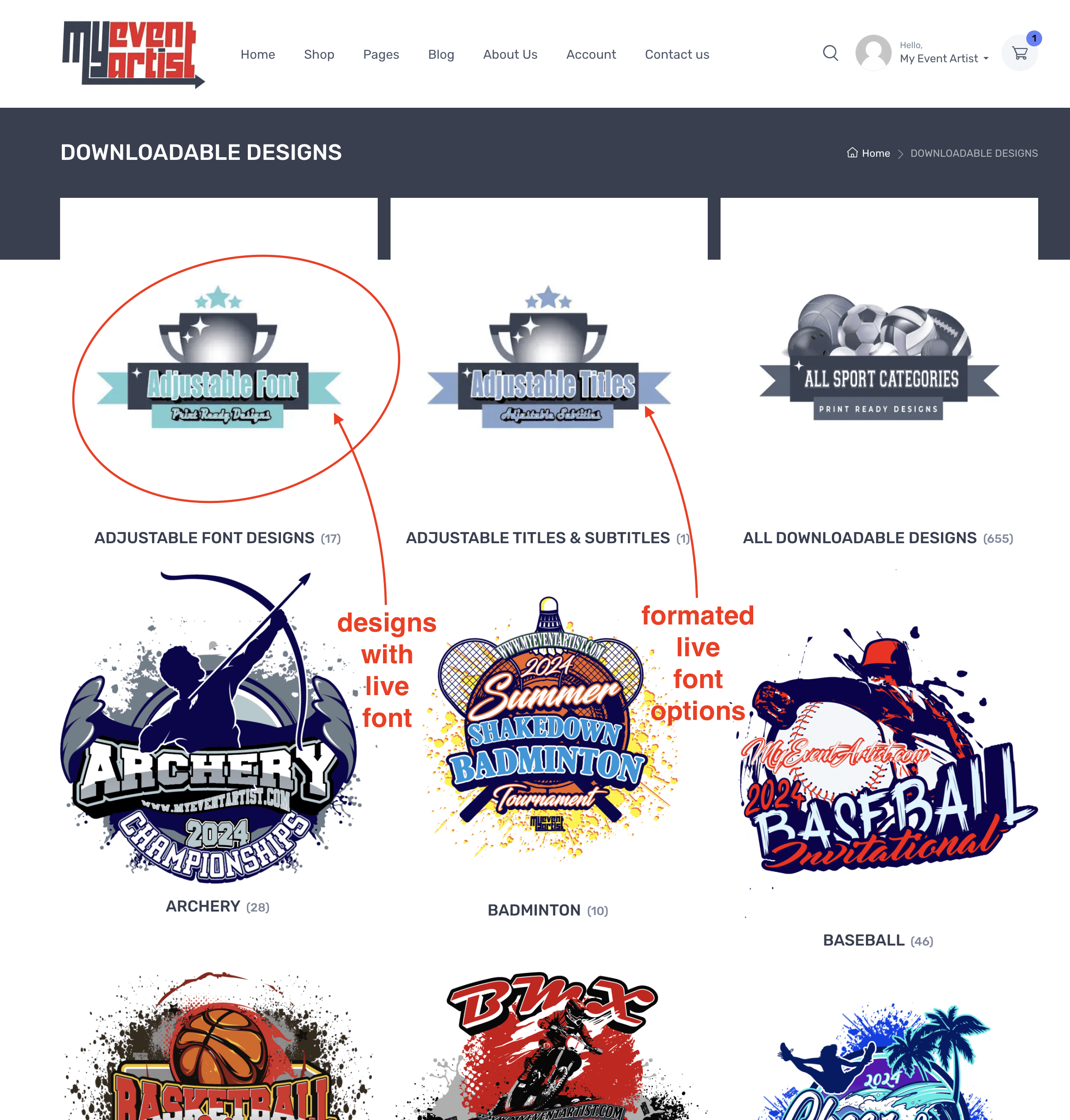 Event Logo Design Purchase Options at My Event Artist