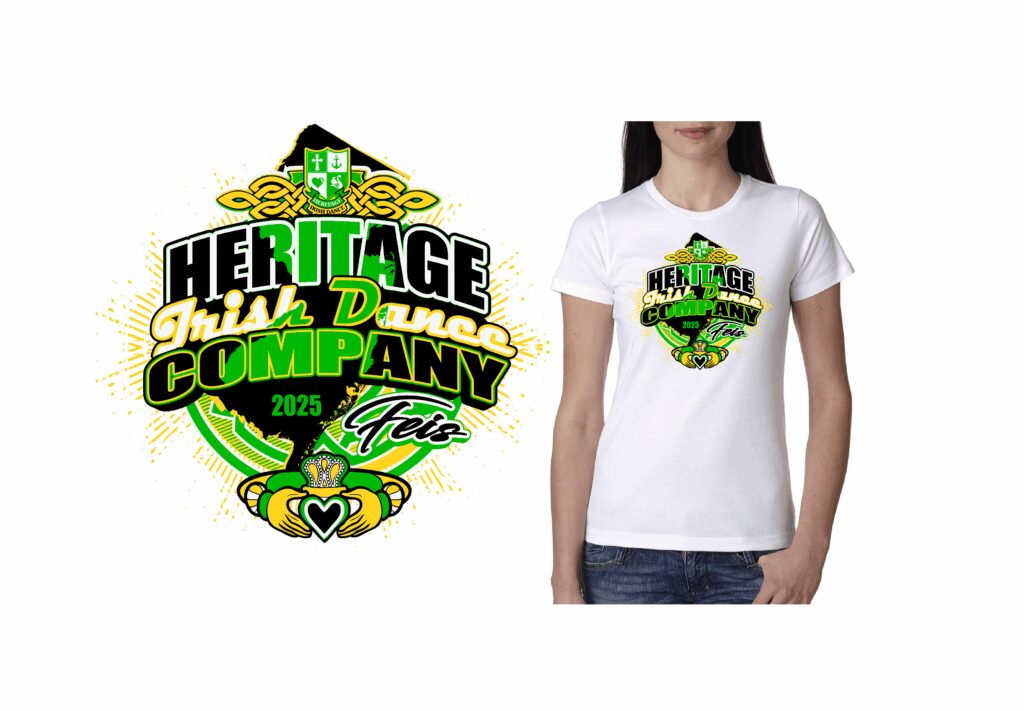 Showcasing Our Vibrant Vector Logo for 2025 Heritage Irish Dance Company Feis T-Shirts