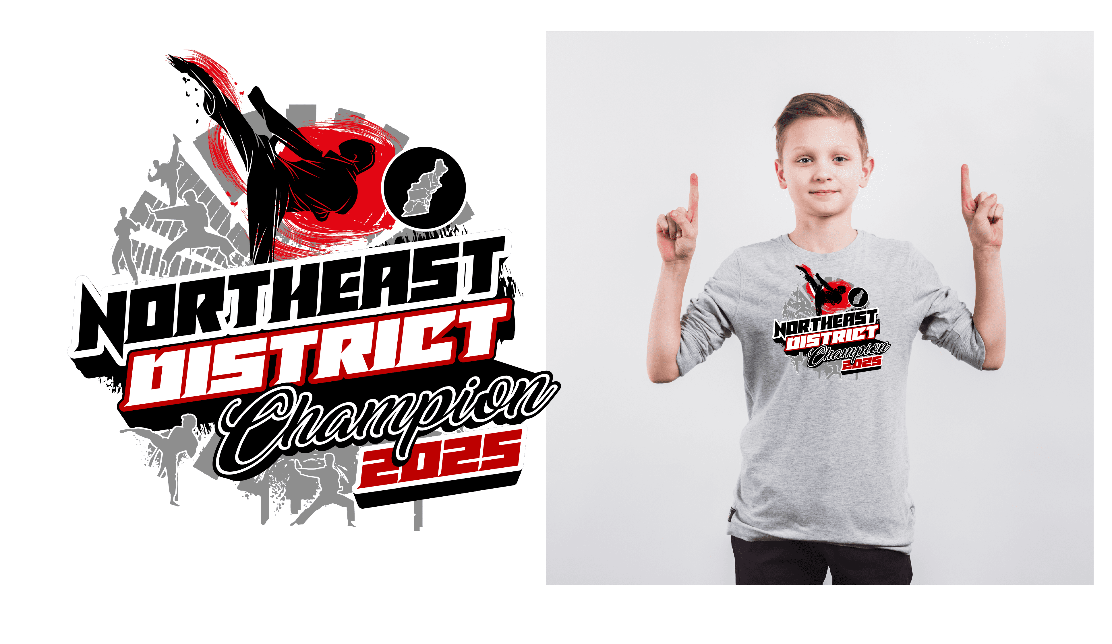 Unveiling Our Dynamic Vector Logo for Northeast District Champion 2025 Martial Arts Event T-Shirts