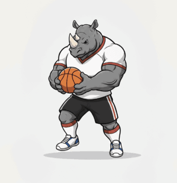 RHINO BASKETBALL PLAYER MASCOT