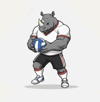 RHINO VOLLEYBALL PLAYER MASCOT