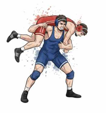 TWO MALE HIGH SCHOOL WRESTLERS VECTOR DESIGN 5