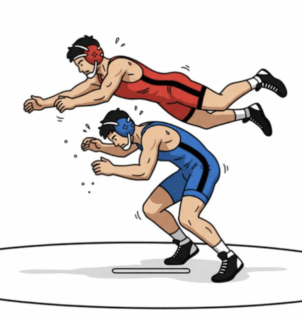 TWO MALE HIGH SCHOOL WRESTLERS VECTOR DESIGN 4