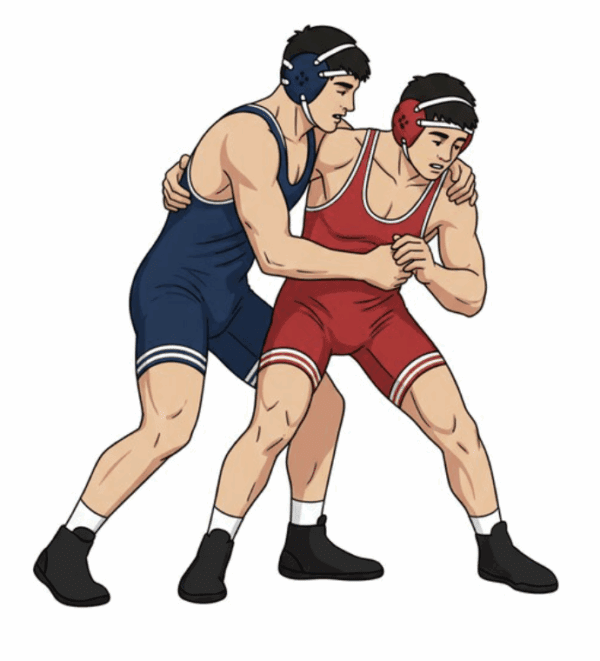 TWO MALE HIGH SCHOOL WRESTLERS VECTOR DESIGN 3