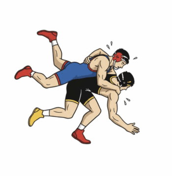 TWO MALE HIGH SCHOOL WRESTLERS VECTOR DESIGN 2