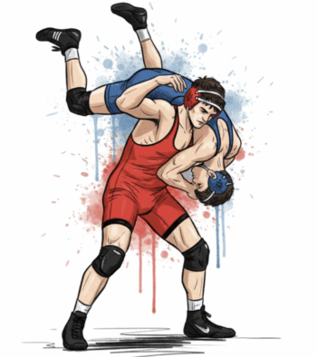TWO MALE HIGH SCHOOL WRESTLERS VECTOR DESIGN 1