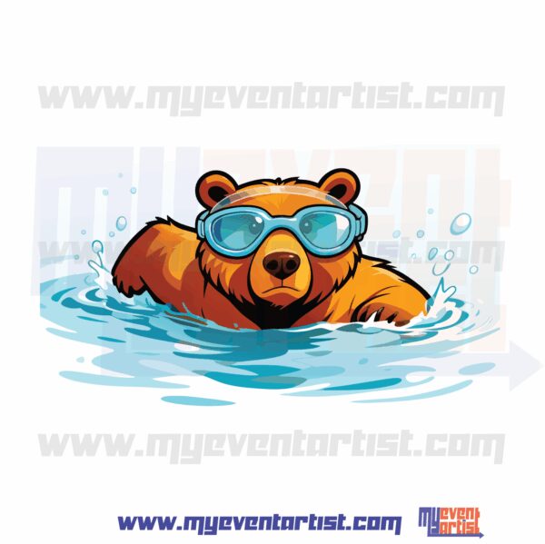 BEAR SWIMMER VECTOR LOGO DESIGN FOR TSHIRTS AND EVENTS myevent watermark