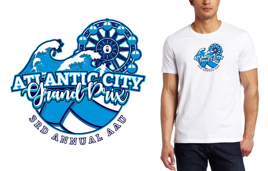 Elevate Your Game with the Volleyball Event T-Shirt Logo Design for AC Grand Prix by MyEventArtist