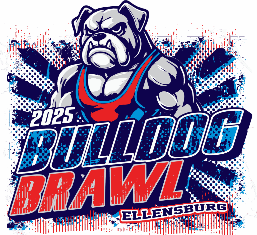 wrestling bulldog brawl ellensburg 2025 event front vector logo design for print
