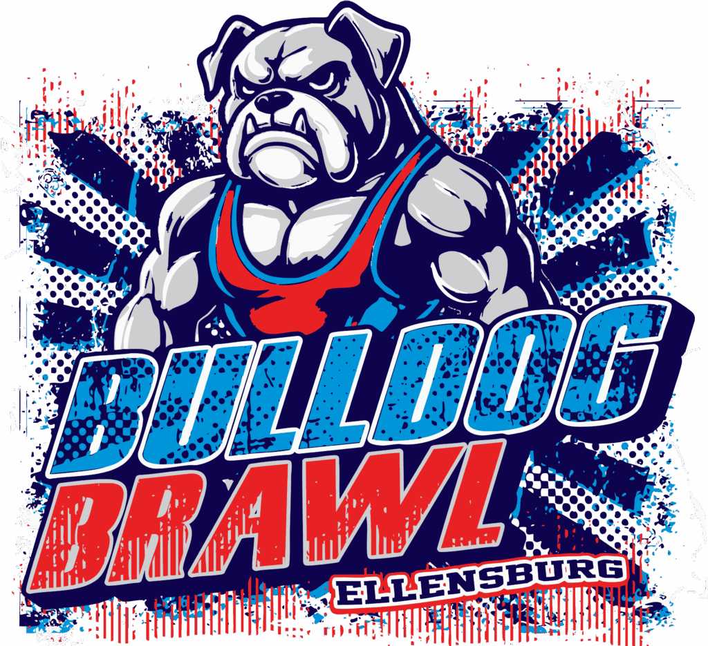 wrestling bulldog brawl ellensburg 2025 event front vector logo design for print