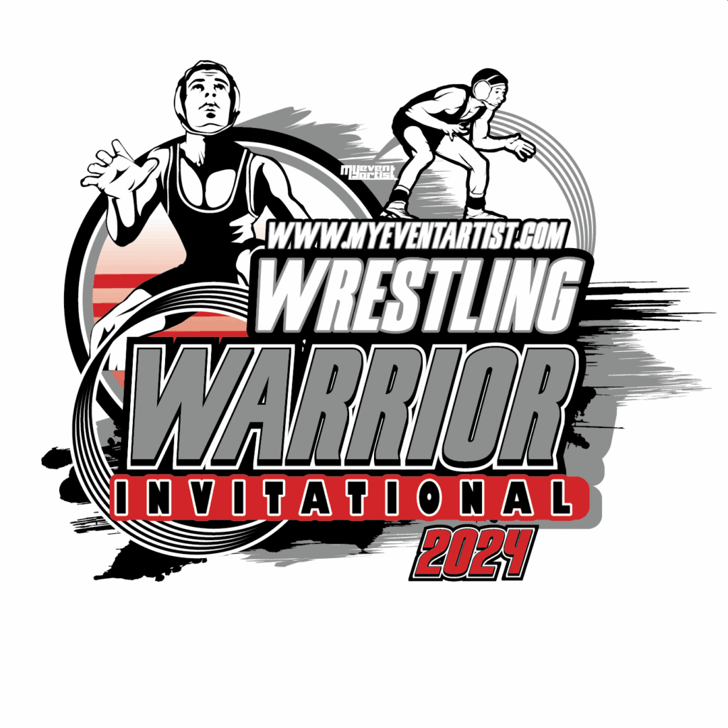 Unleashing the Power: Wrestling Warrior Invitational Logo Design for Print by MyEventArtist
