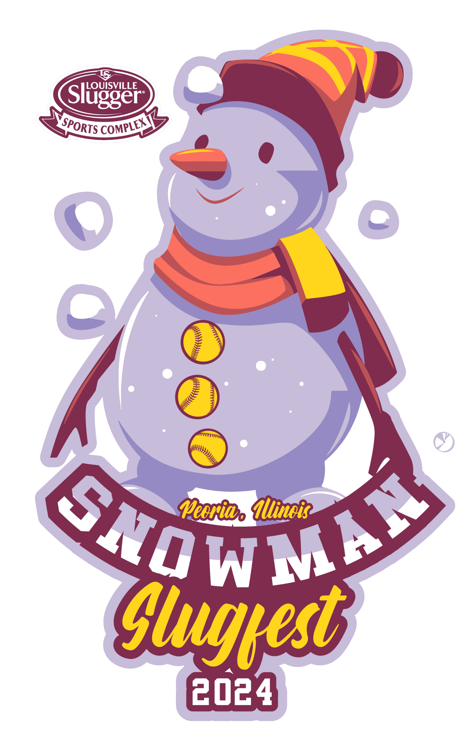 Snowman Slugfest: Bold Vector T-Shirt Logo Design for Fast-pitch Event