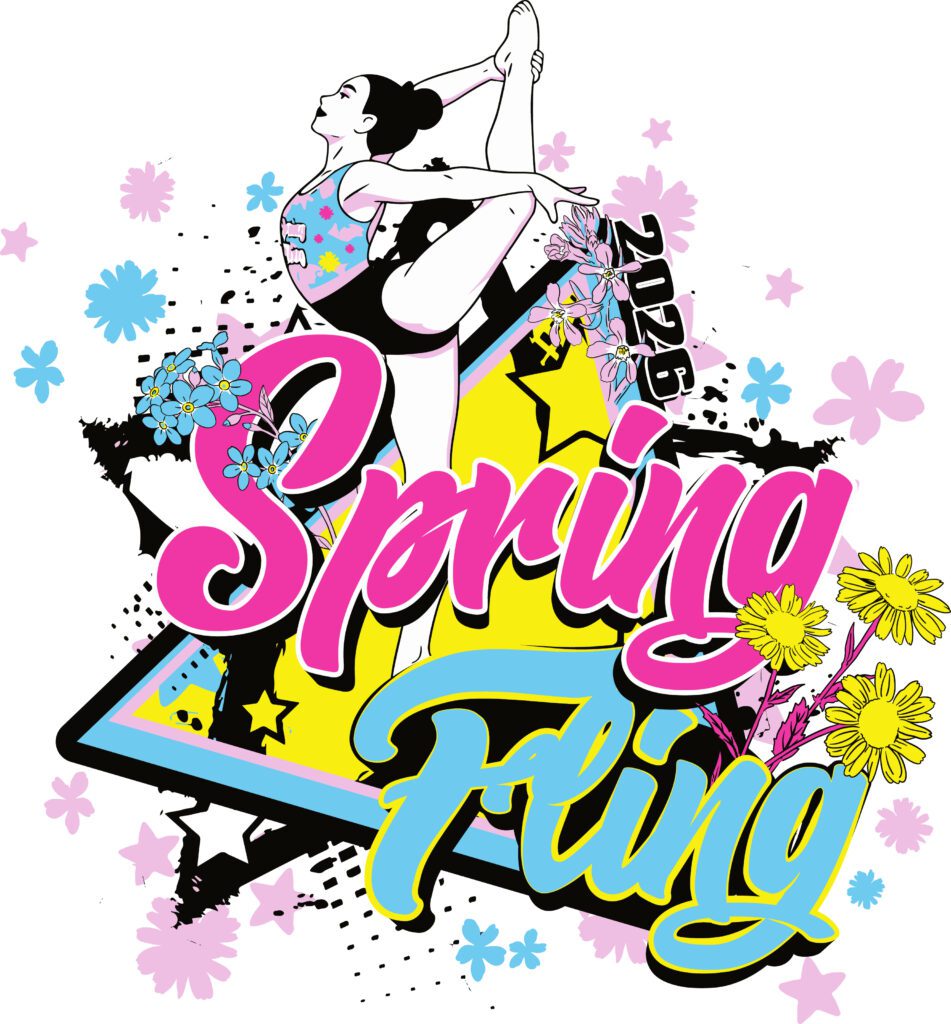 The Gymnastics Spring Fling 2026 Vector Logo Design bursts with color!