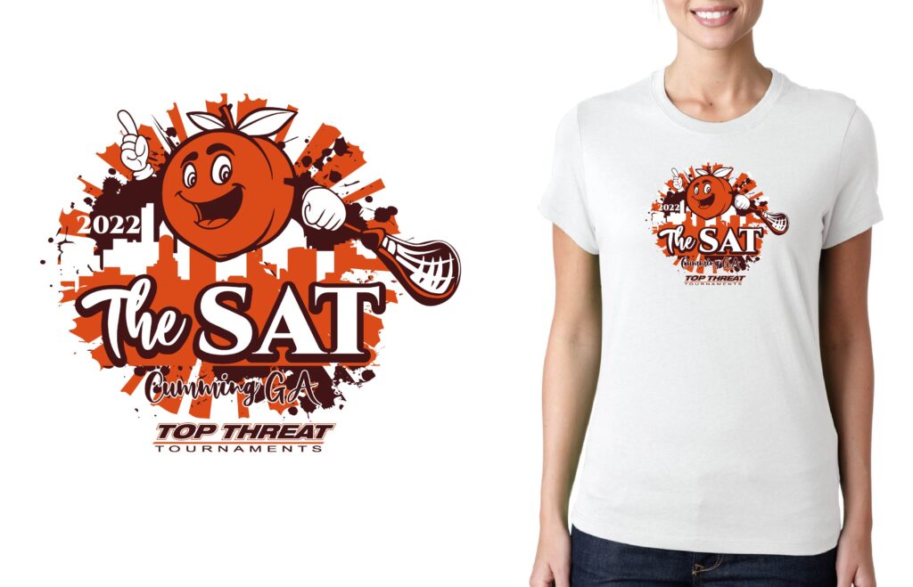 The SAT Lacrosse Event: A Striking Vector Logo Design in Orange, Black, and White
