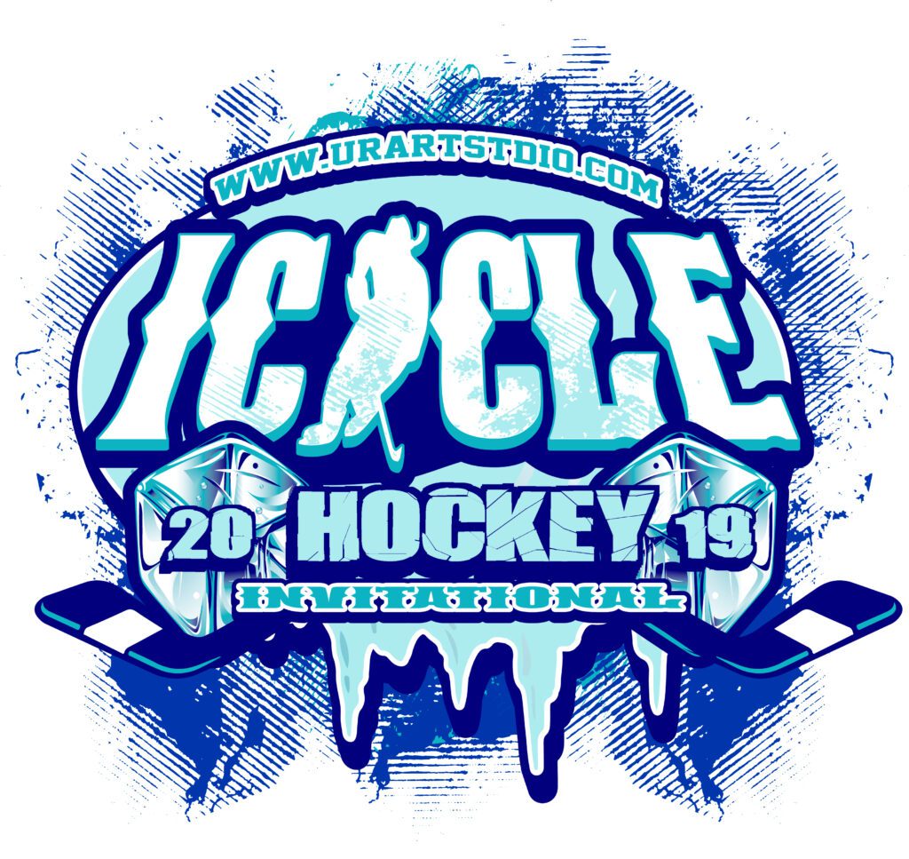Frost, Speed & Winter Competition: Vector Logo Design for the HOCKEY ICICLE INVITATIONAL T‑Shirt